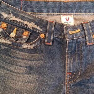 True Religion "Joey" Jeans, Like New, Low Rise, Ankle Length, "Distressed"